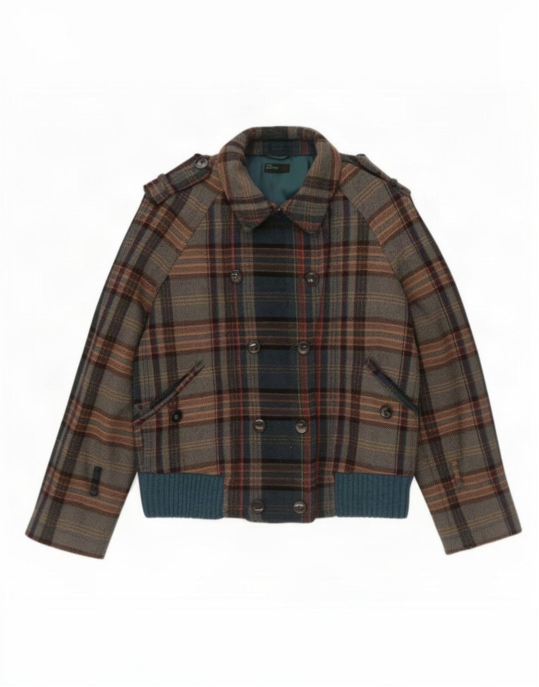 Γυναικείο Στρατιωτικό Μπουφάν Benetton Bomber IT 46 Large Green Check Wool