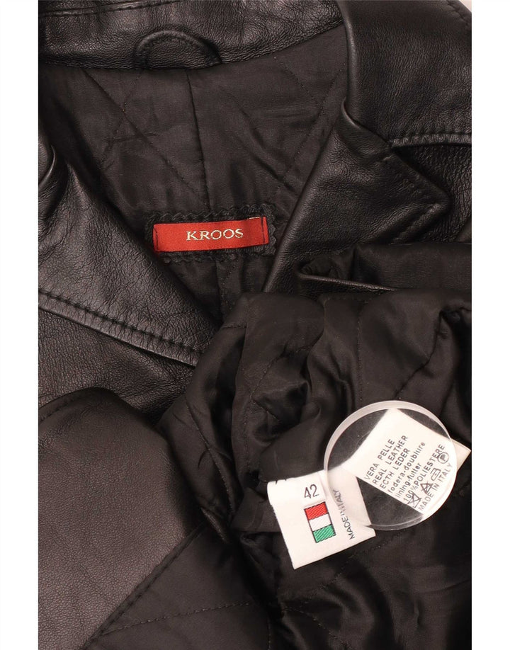 Vintage Γυναικείο Δερμάτινο Μπουφάν IT 42 Medium Black Leather