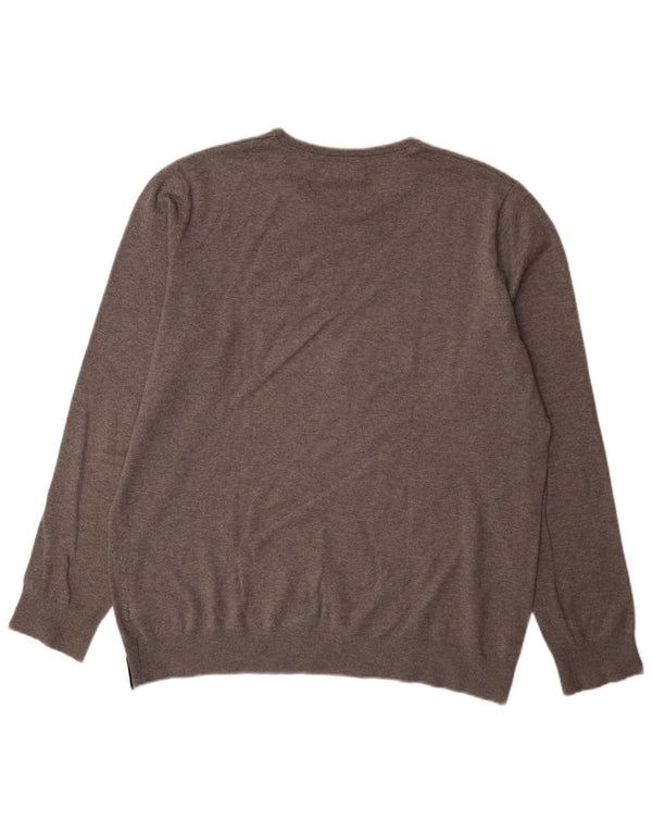Calvin Klein Jeans Ανδρικό πουλόβερ με λαιμόκοψη 2XL κλασικό γκρι βαμβακερό