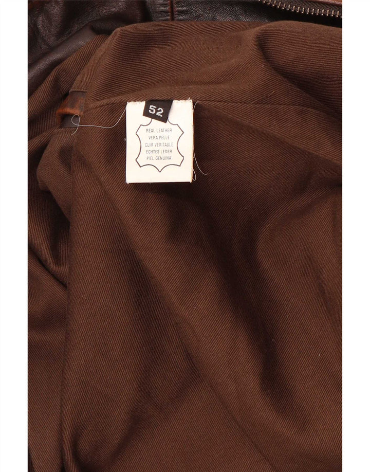 Vintage Ανδρικό Bomber Δερμάτινο Μπουφάν IT 52 Μεγάλο Καφέ
