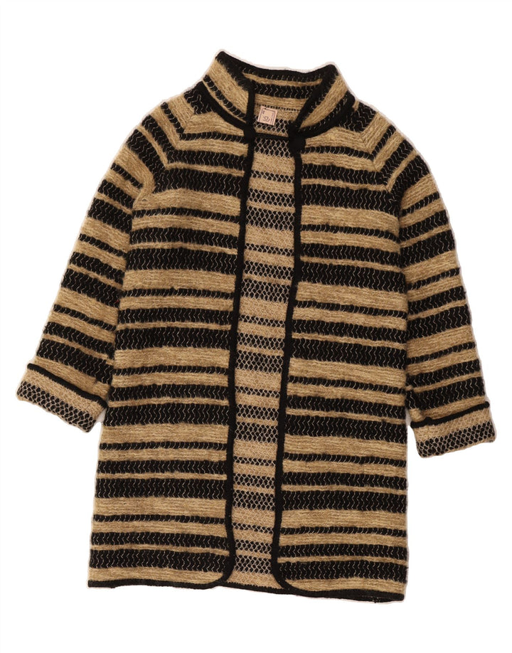 LIOLA Womens Longline Open Cardigan Sweater IT 46 Large Beige Striped Vintage Liola and Second-Hand Liola from Messina Hembry 