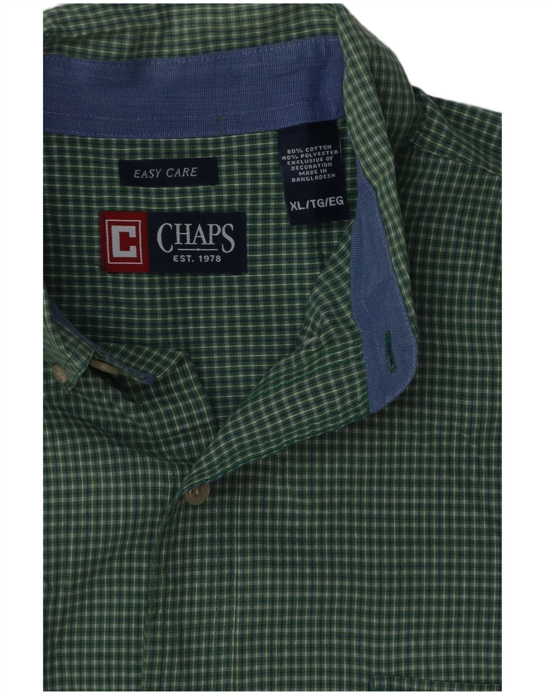 Chaps Ανδρικό πουκάμισο Easy Care XL Green Check Cotton