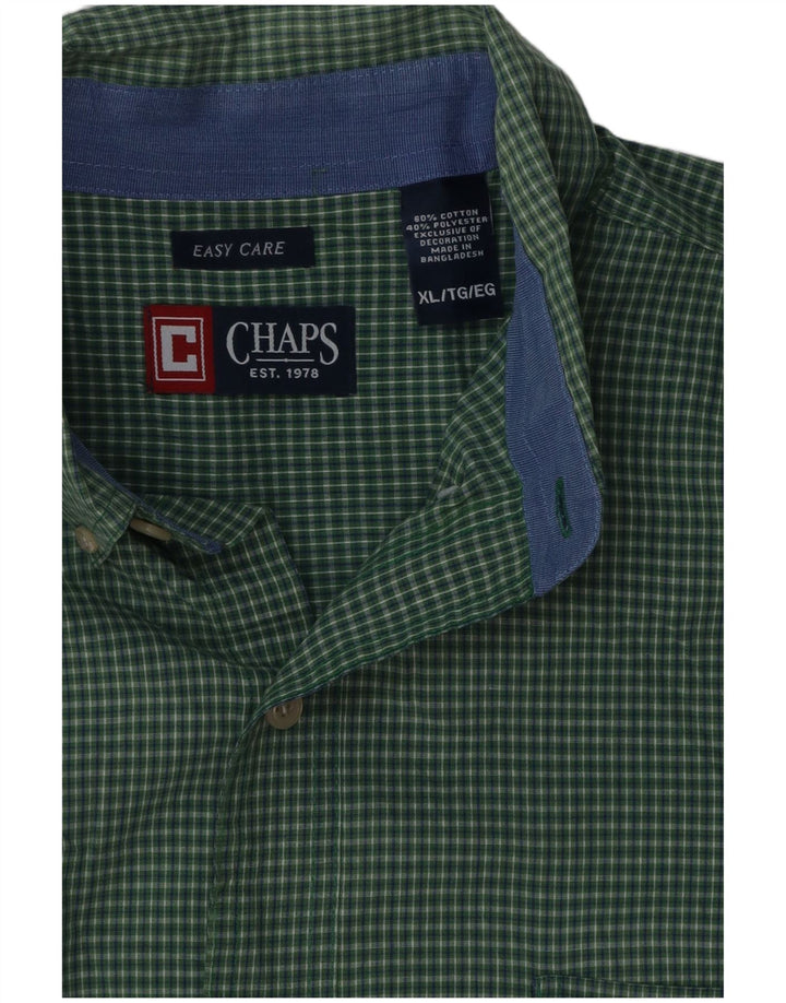 Chaps Ανδρικό πουκάμισο Easy Care XL Green Check Cotton