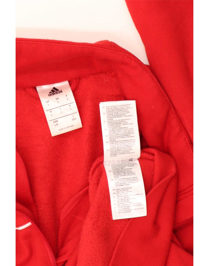 Ανδρικό φούτερ Adidas με φερμουάρ, τζάμπα, μεγάλο κόκκινο βαμβακερό