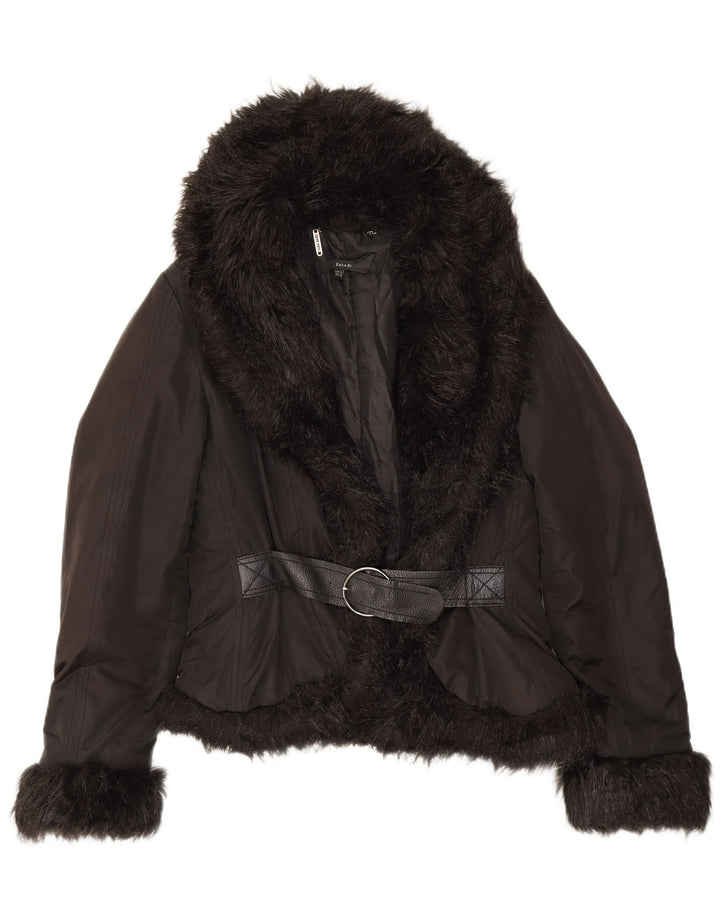 Zara Γυναικείο μπουφάν με επένδυση UK 14 Μεσαίου Μαύρου Πολυεστέρα