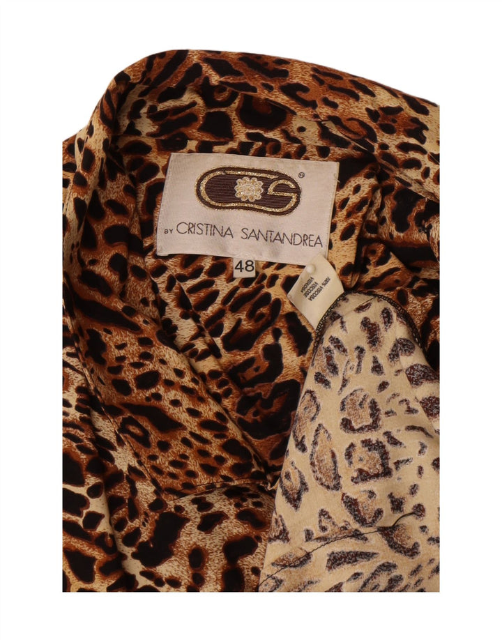 Vintage γυναικείο σακάκι με 2 κουμπιά σακάκι IT 48 XL καφέ Animal print βισκόζη