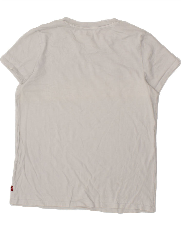 LEVI'S Womens Graphic T-Shirt Top UK 12 Medium White Cotton Vintage Levi's and Second-Hand Levi's from Messina Hembry 