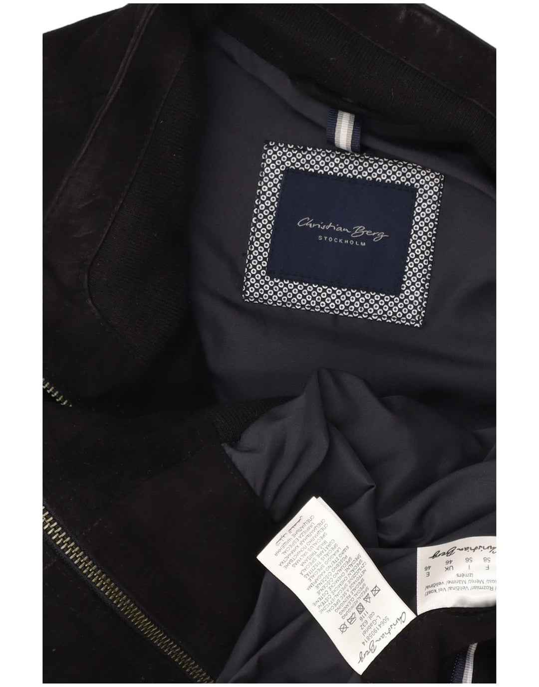 Ανδρικό μπουφάν Christian Berg Suede UK 46 3XL Navy Blue Leather