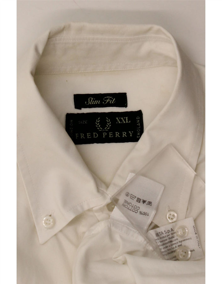 FRED PERRY Ανδρικό πουκάμισο Slim Fit 2XL Λευκό βαμβακερό
