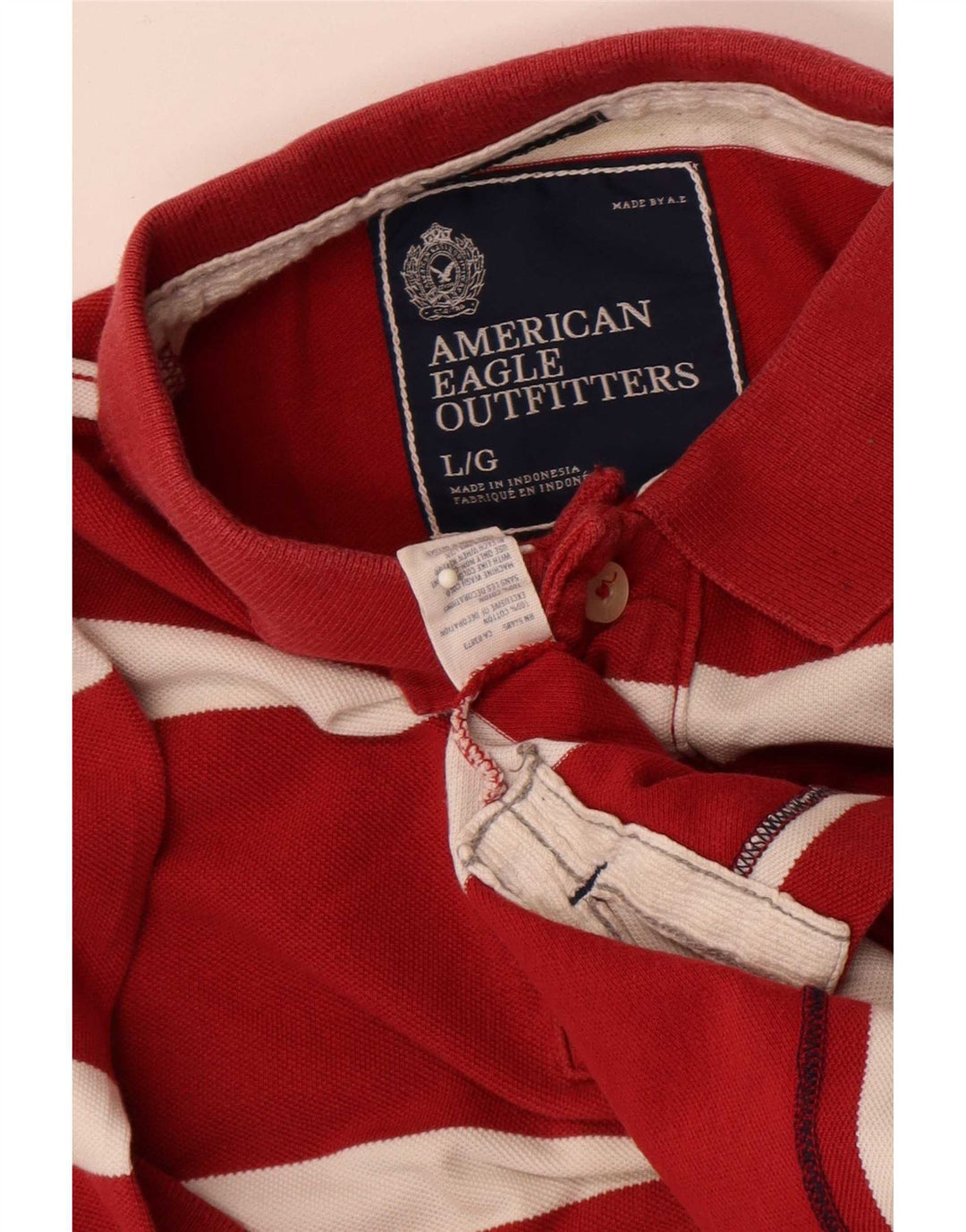 Ανδρικό κοντομάνικο American Eagle μπλουζάκι πόλο με κανονική εφαρμογή μεγάλο κόκκινο ριγέ