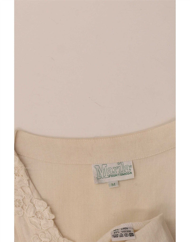 Marila Γυναικείο Αμάνικο Φόρεμα Shift UK 14 Medium White Λινό