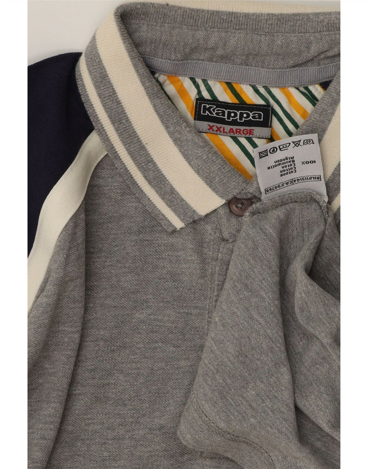 Ανδρικό μπλουζάκι πόλο Kappa 2XL Γκρι Colourblock Βαμβακερό