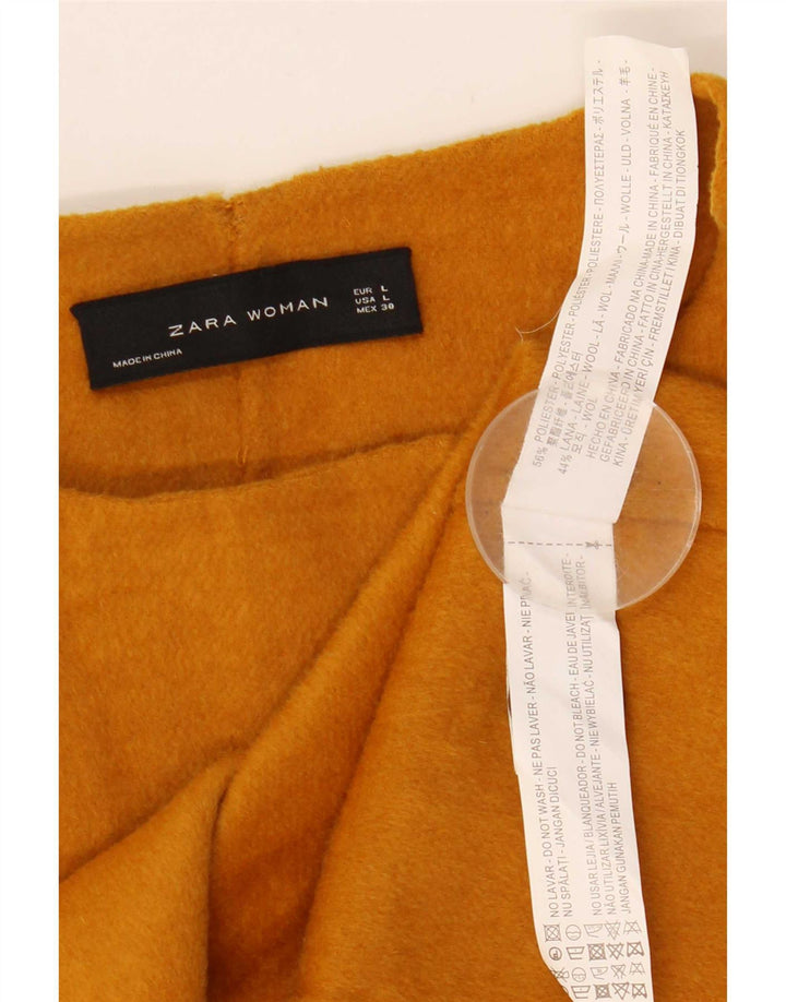 Zara Γυναικείο κοντό διπλό παλτό UK 14 Large Yellow Polyester
