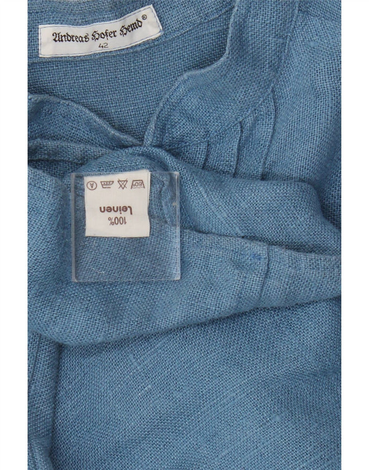 Vintage Γυναικεία Μακρυμάνικη Μπλούζα Oversized Top EU 42 Μεγάλο μπλε λινό