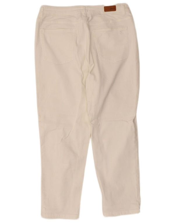 Joules γυναικείο ίσιο casual παντελόνι UK 16 μεγάλο W34 L25 λευκό βαμβακερό