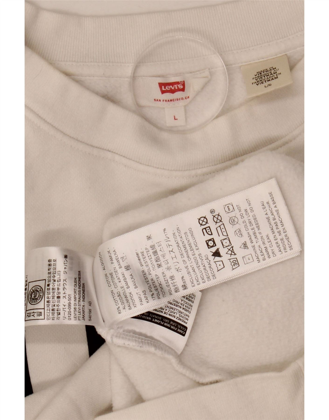 Γυναικεία φούτερ Levi's Crop γραφικά υπερμεγέθη Jumper UK 14 Large White
