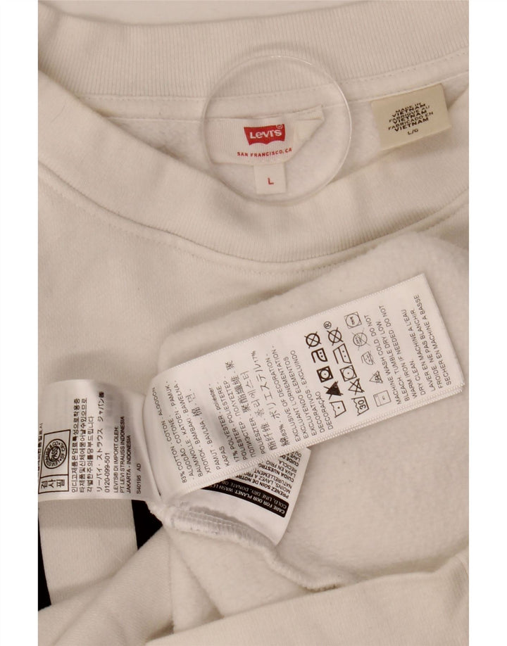 Γυναικεία φούτερ Levi's Crop γραφικά υπερμεγέθη Jumper UK 14 Large White