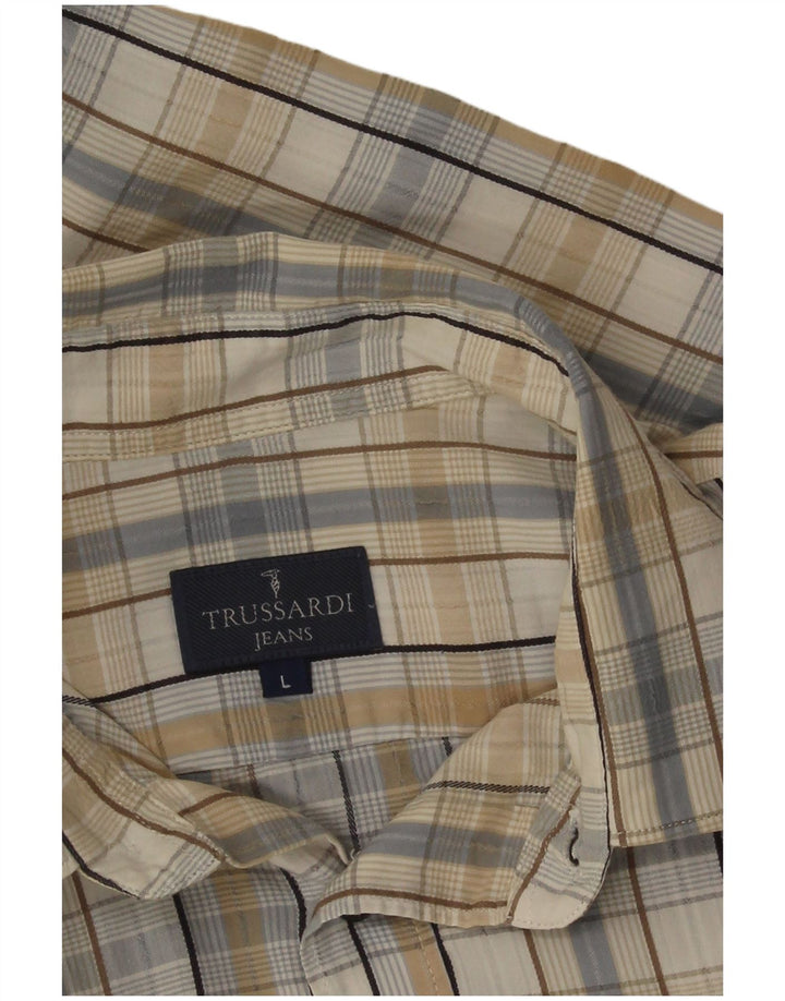 Ανδρικό πουκάμισο Trussardi Jeans Μεγάλο μπεζ καρό