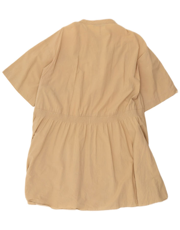 Zara Γυναικείο κοντομάνικο πουκάμισο Oversized Φόρεμα UK 16 Large Beige