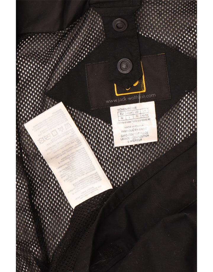 Jack Wolfskin γυναικείο μπουφάν βροχής με κουκούλα UK 12/14 Μεσαίο μαύρο πολυαμίδιο