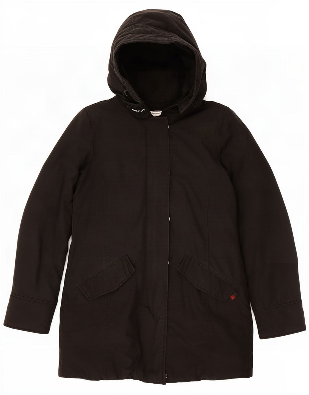 Woolrich Γυναικείο μπουφάν με κουκούλα μεγάλου μεγέθους με επένδυση UK 6 XS μαύρο
