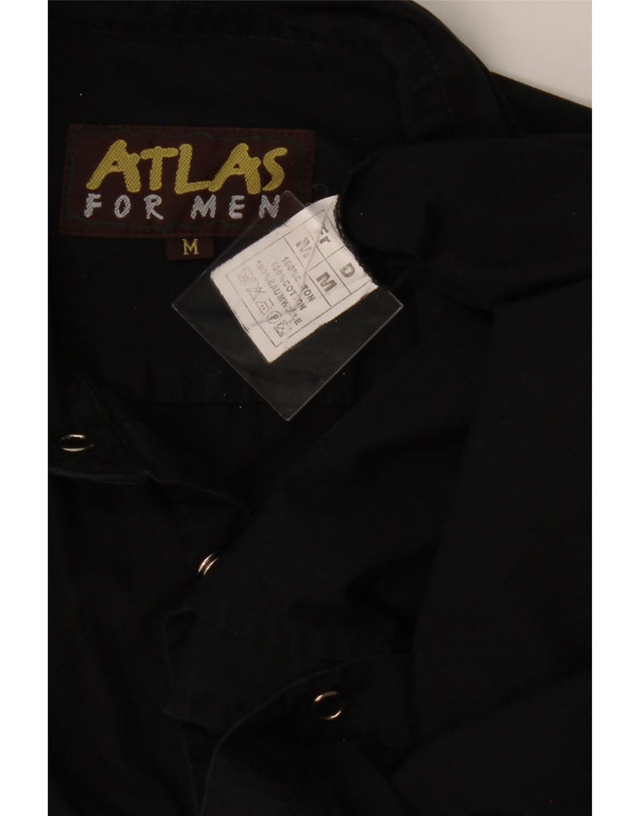ATLAS FOR MEN Mens Short Sleeve Shirt Medium Black Cotton Vintage Atlas For Men and Second-Hand Atlas For Men from Messina Hembry 