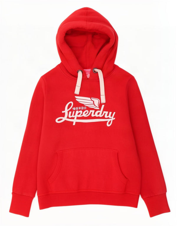 Superdry Γυναικείο Γραφικό Hoodie Jumper UK 18 XL Red Cotton