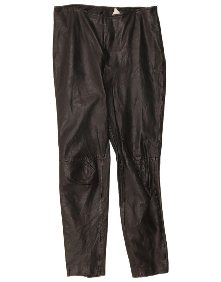 Mango Γυναικείο Λεπτό Δερμάτινο Παντελόνι EU 36 Small W24 L27 Μαύρο Δερμάτινο