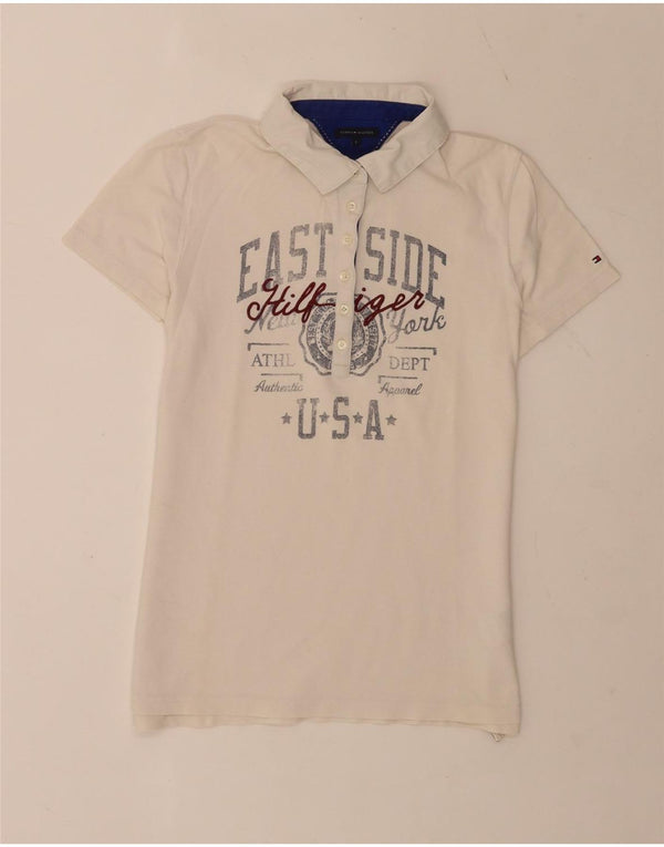 Tommy Hilfiger Γυναικείο πουκάμισο USA Graphic Polo UK 14 μεγάλο λευκό βαμβακερό