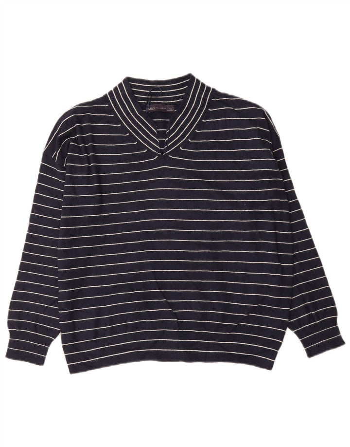 Marks & Spencer Γυναικείο πουλόβερ με λαιμόκοψη σε V UK 10 Small Navy Blue