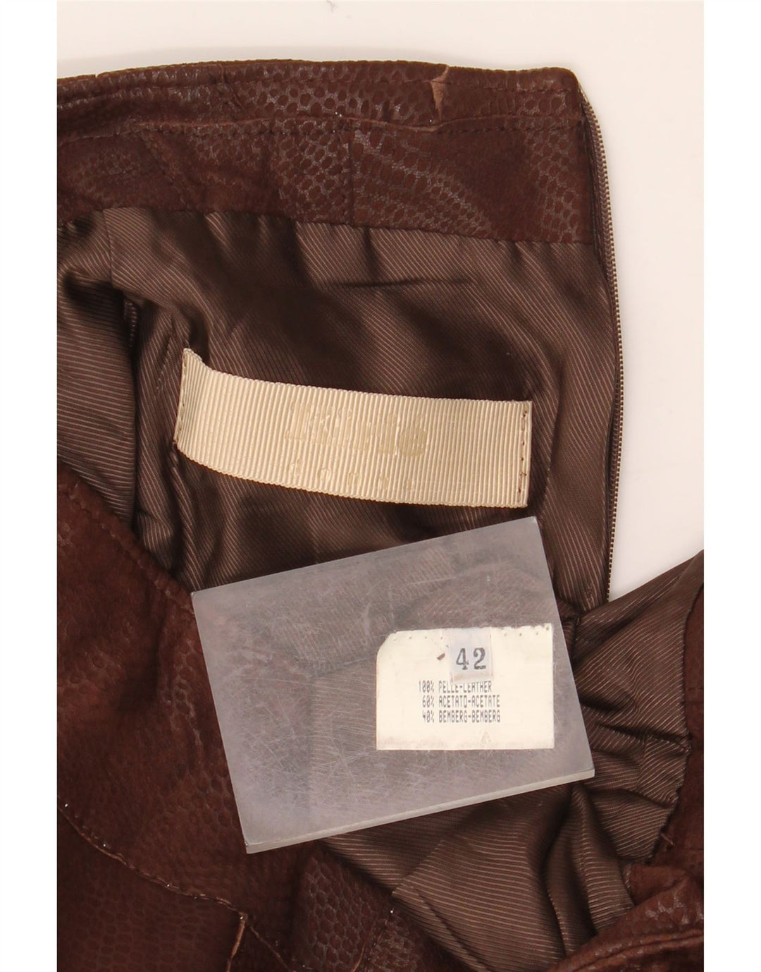 VINTAGE Γυναικεία Δερμάτινη Φούστα IT 42 Medium W30 Καφέ Animal Print Δέρμα