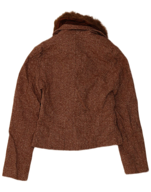 Pimkie Womens 1 Button Blazer Jacket UK 10 Small Brown Flecked