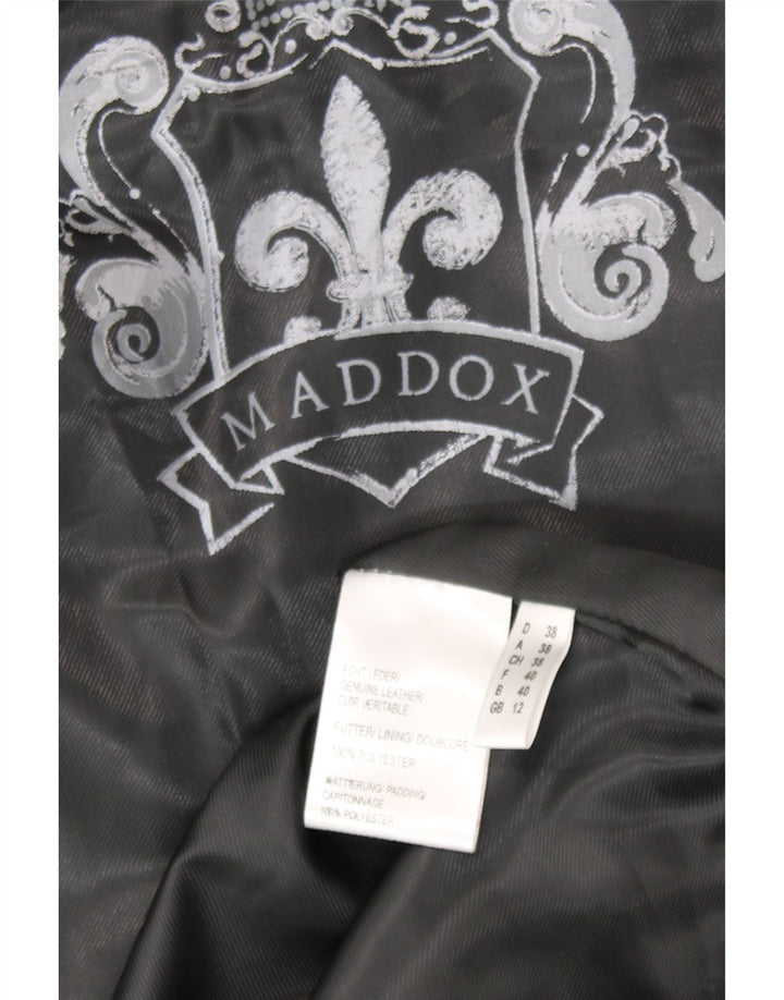 Maddox Γυναικείο δερμάτινο παλτό με κουκούλα UK 12 μεσαίο μαύρο δέρμα