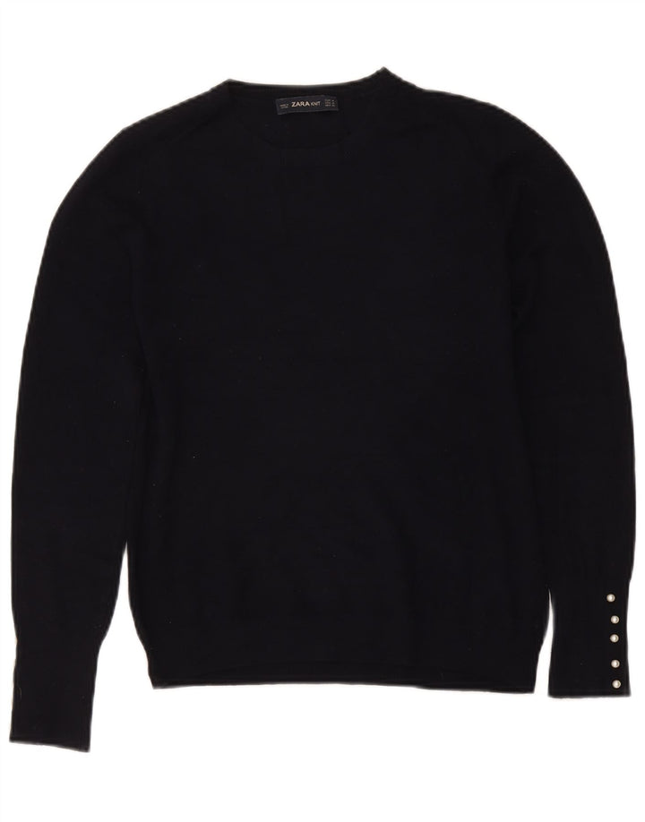 Zara Γυναικείο πουλόβερ με λαιμόκοψη UK 12 Medium Navy Blue