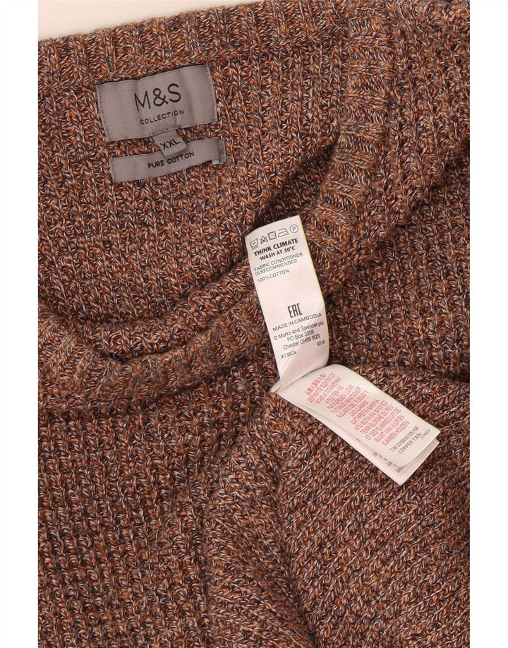 Ανδρικό πουλόβερ Marks & Spencer Crew Neck Jumper 2XL Καφέ βαμβακερό