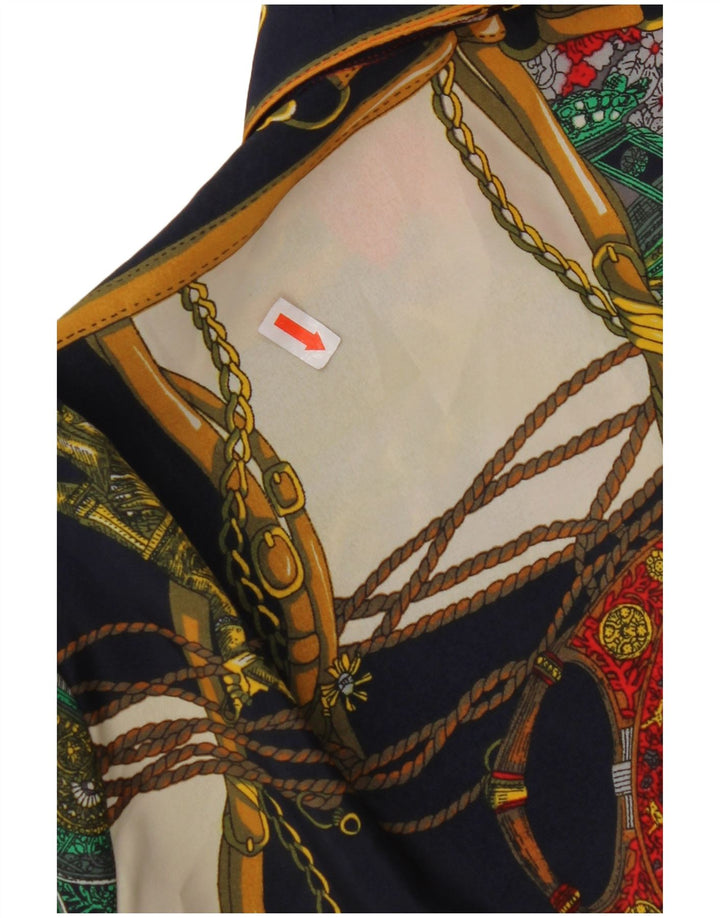 VINTAGE Γυναικείο πουκάμισο Abstract Pattern Μπλούζα UK 14 Medium πολύχρωμο