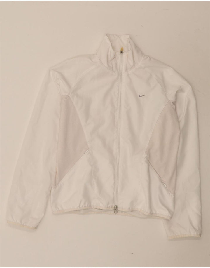Γυναικεία αθλητική φόρμα NIKE Top Jacket UK 14 Medium White Polyester