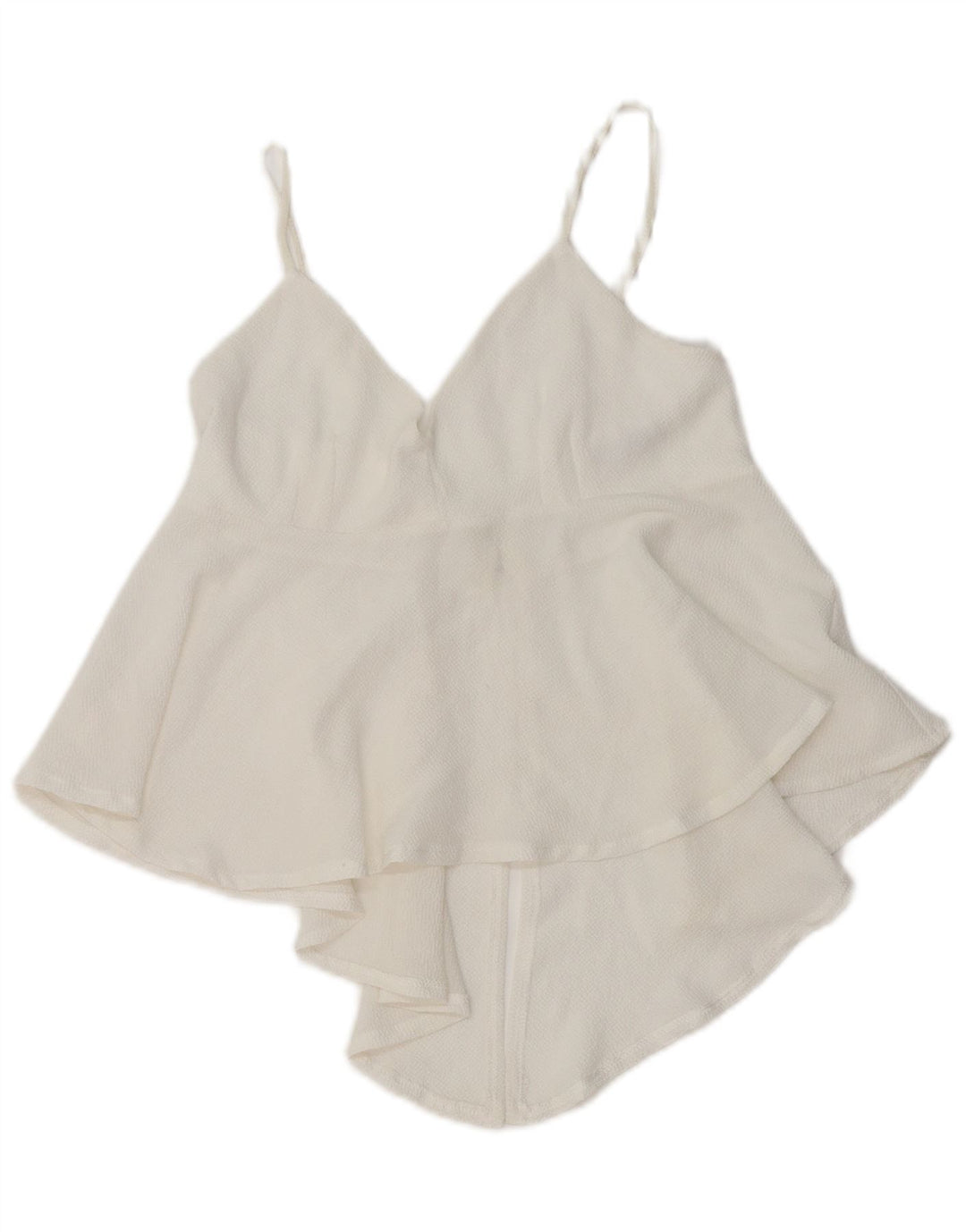 Zara Γυναικείο Asymmetric Cami Top UK 8 Small White