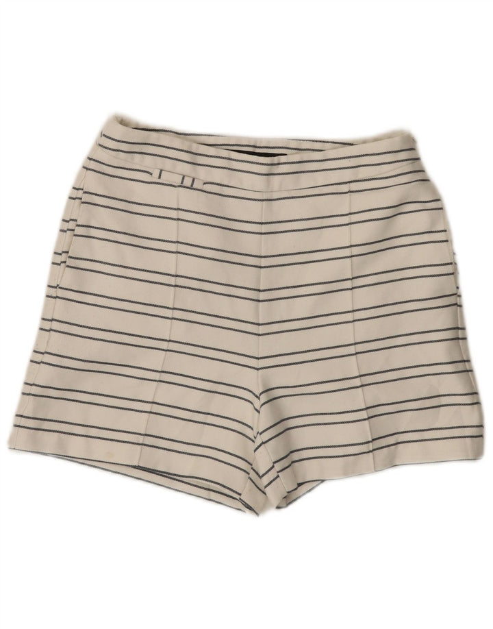 Zara Γυναικείο Ψηλόμεσο Σορτς Chino Small W26 Λευκό ριγέ πολυεστέρα