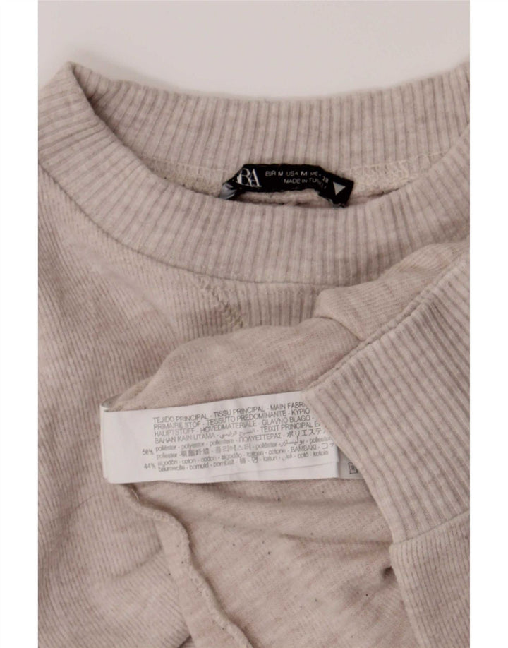 Zara Γυναικεία Μπλούζα Crop Top UK 14 Medium Grey Polyester