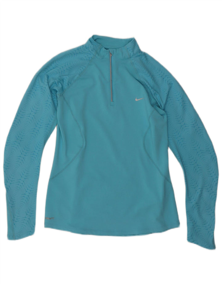 Γυναικεία φόρμα πουλόβερ με φερμουάρ NIKE Top UK 12/14 Μεσαίο μπλε γεωμετρικό