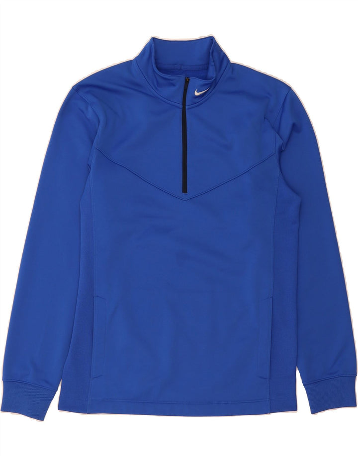 NIKE Mens Therma-Fit Zip Neck Sweatshirt Jumper Small Blue Polyester Vintage Nike and Second-Hand Nike from Messina Hembry 