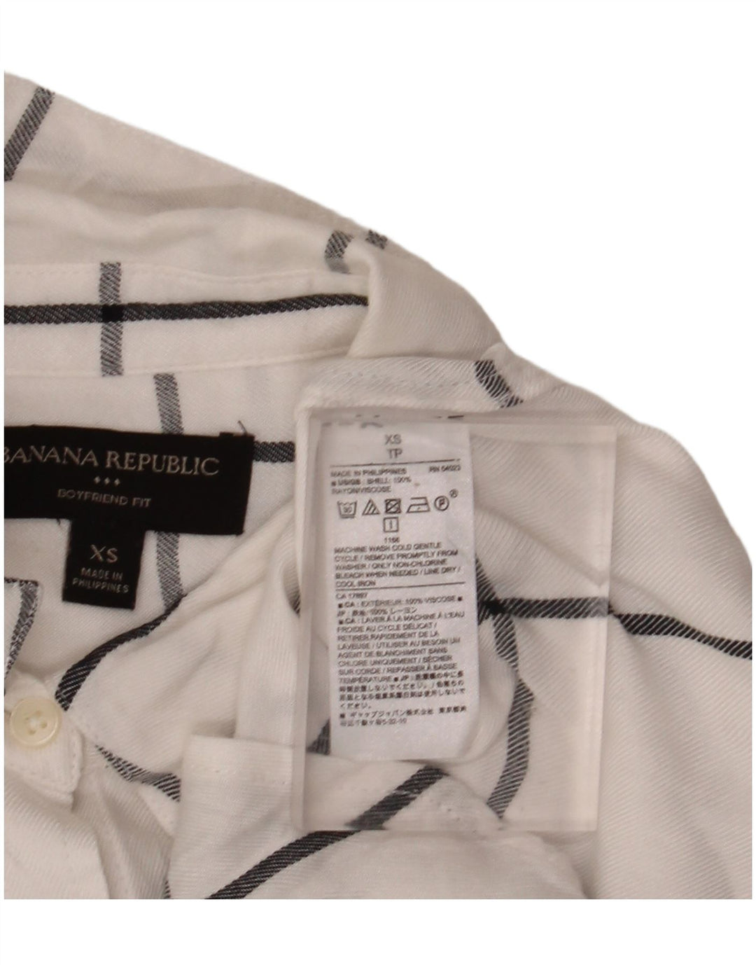 BANANA REPUBLIC Γυναικείο πουκάμισο Boyfriend Fit Flannel UK 6 XS White Check
