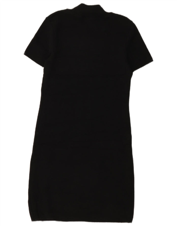 Zara Γυναικείο T-Shirt Φόρεμα UK 14 μεγάλο μαύρο πολυεστέρα