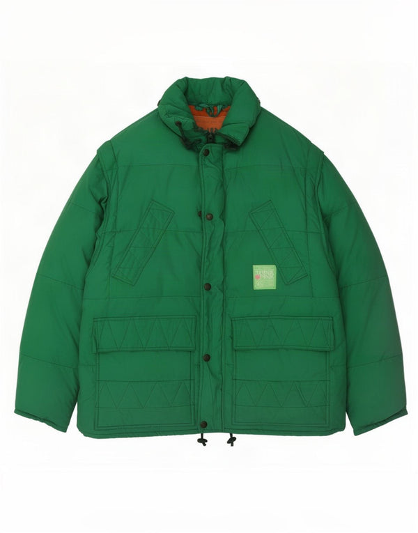 Think Pink Mens Padded Jacket IT 50 Large Green Polyamide