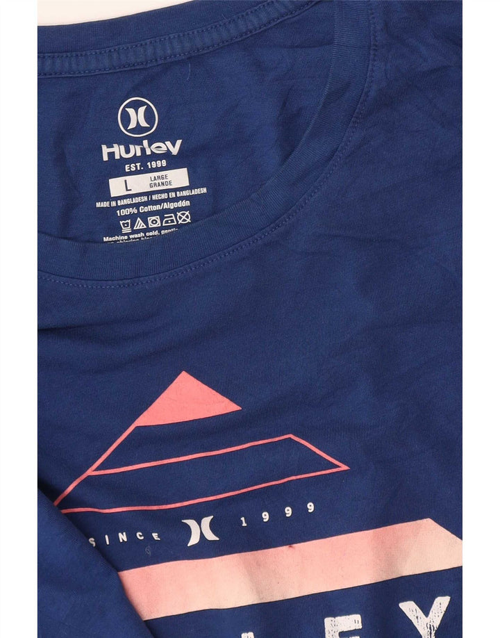 Ανδρικό γραφικό T-Shirt Hurley Top μεγάλο μπλε βαμβακερό