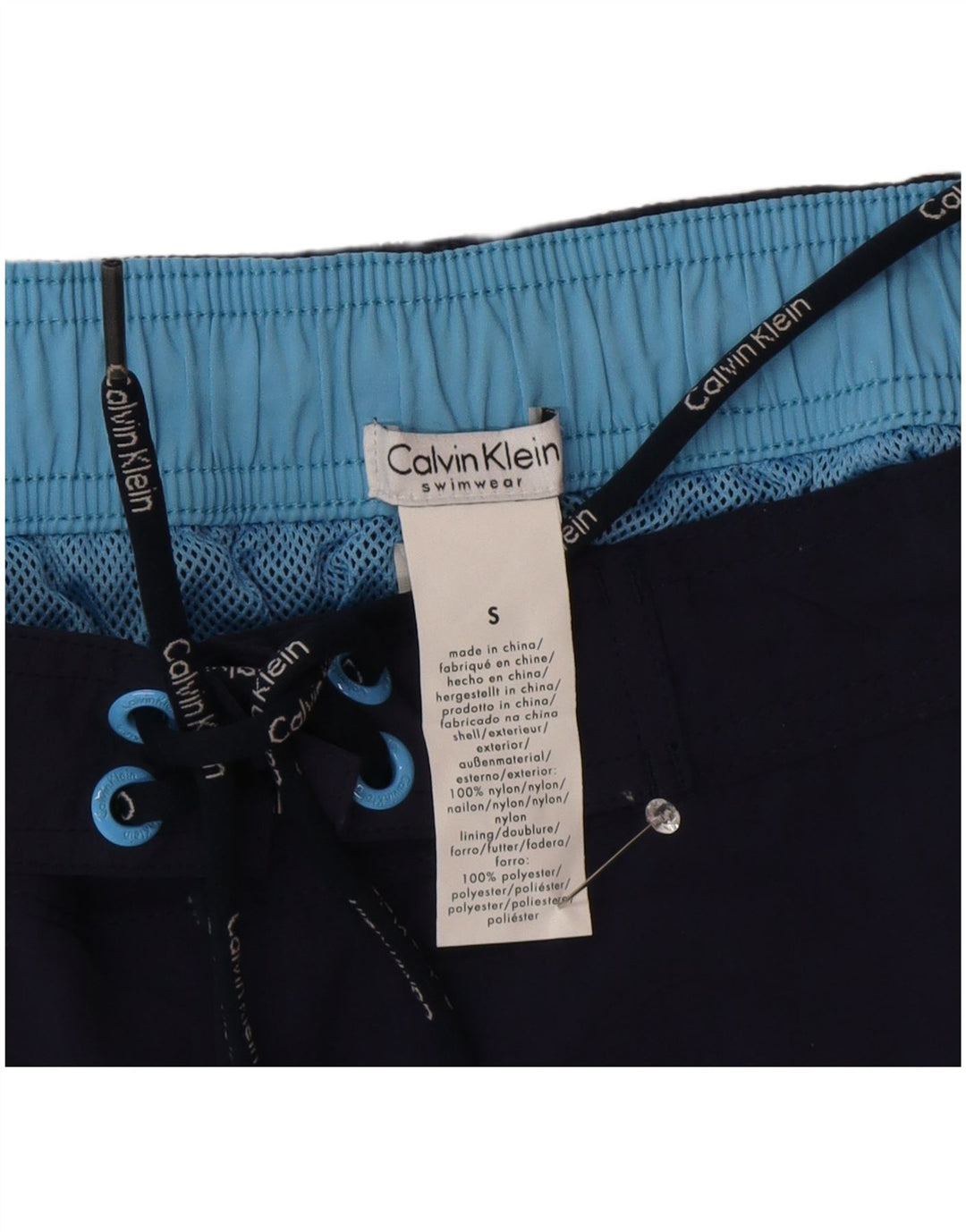 Γραφικό ανδρικό σορτς κολύμβησης Calvin Klein Μικρό Navy Blue Nylon