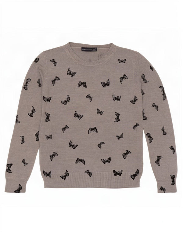 Marks & Spencer Γυναικείο πουλόβερ με λαιμόκαυστο UK 10 Small Grey Butterfly