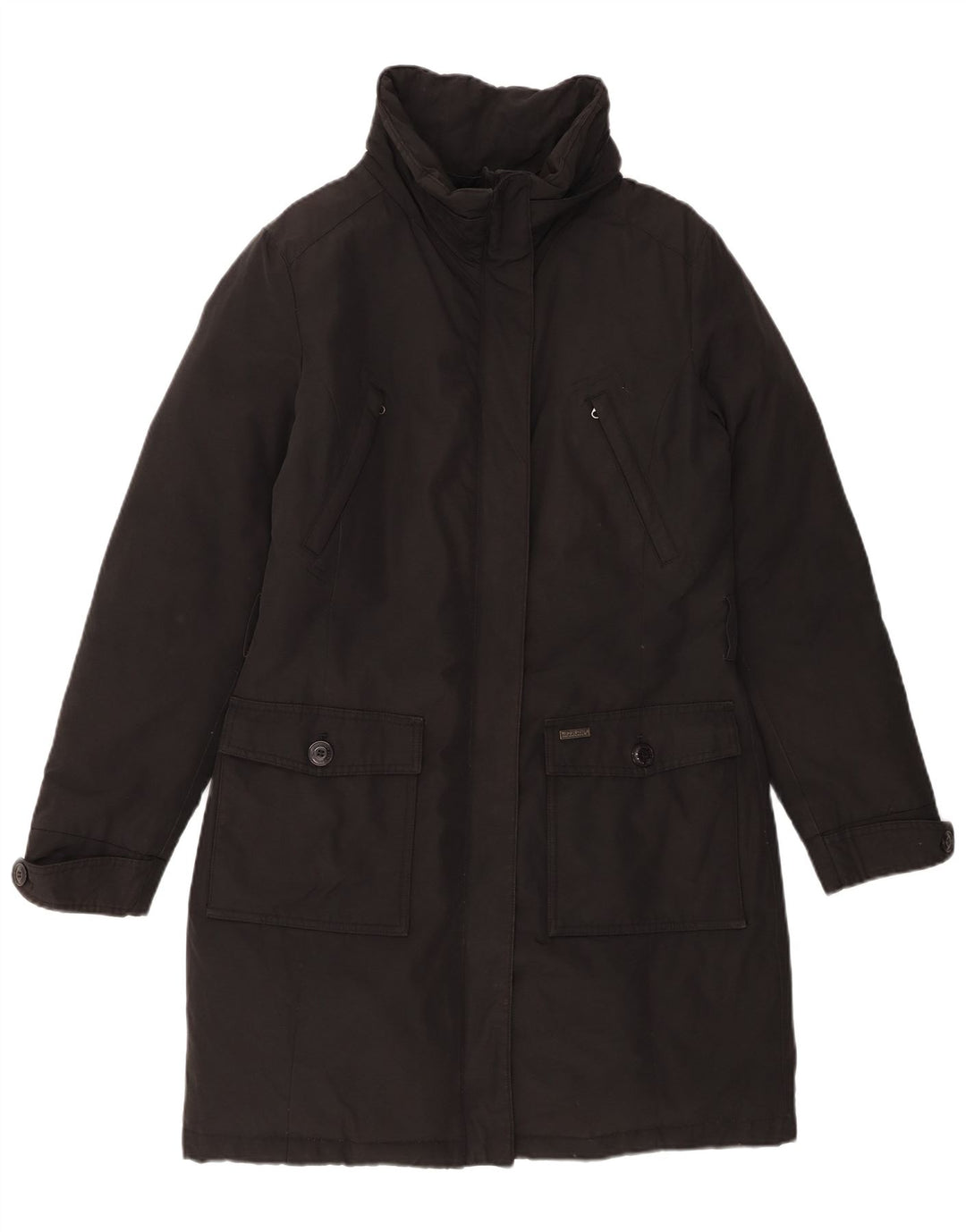 Woolrich Γυναικείο παλτό με επένδυση UK 14 μεγάλο μαύρο βαμβακερό