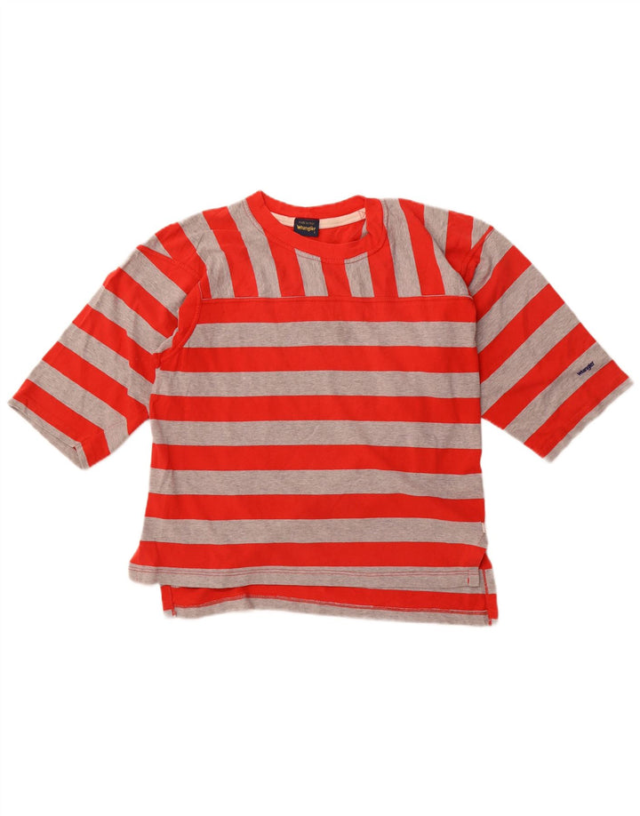 Wrangler γυναικεία υπερμεγέθη μανίκια 3/4 UK 10 μικρά κόκκινα ριγέ